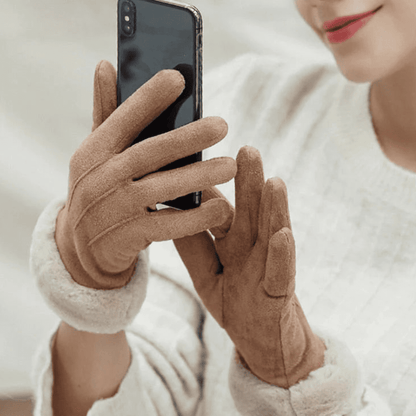 Luva Feminina de Camurça com Pelúcia Forglows