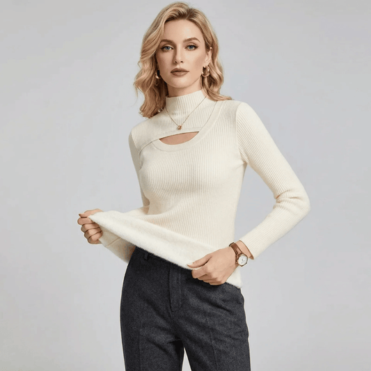 Suéter Feminino Peluciado Decote Assimétrico Forglows