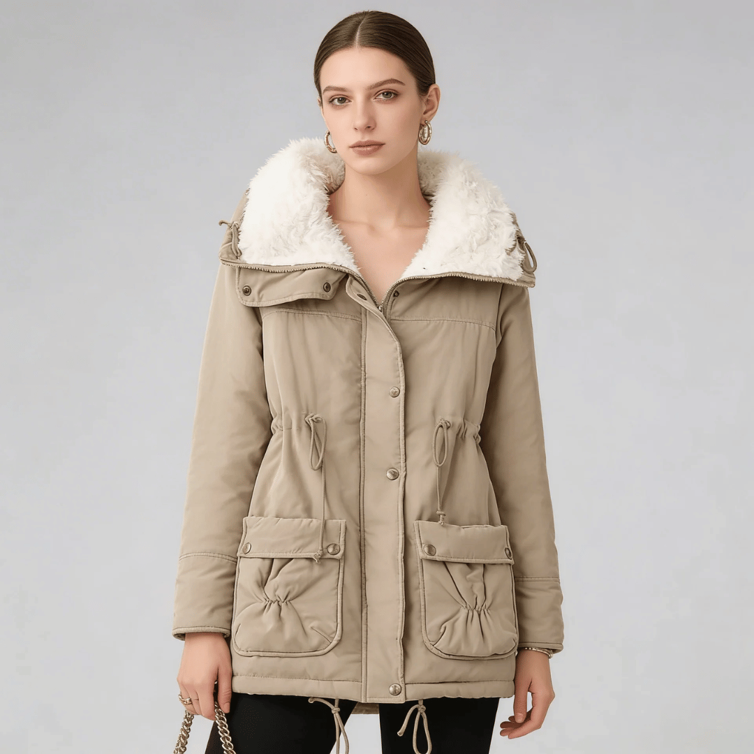 Parka Feminina Forrada com Pelúcia e Gola Alta Forglows