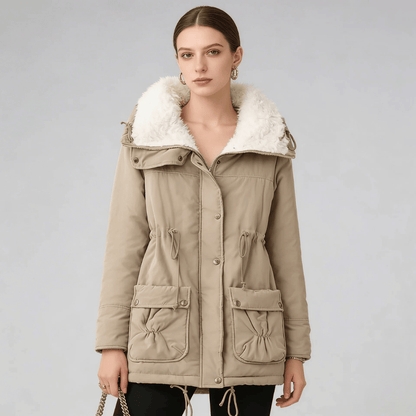 Parka Feminina Forrada com Pelúcia e Gola Alta Forglows