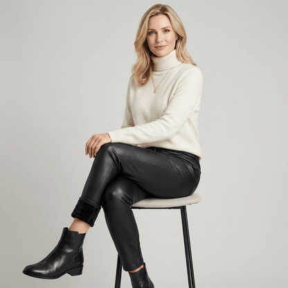 Calça Feminina de Couro Sintético Aveludada Forglows