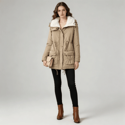 Parka Feminina Forrada com Pelúcia e Gola Alta Forglows