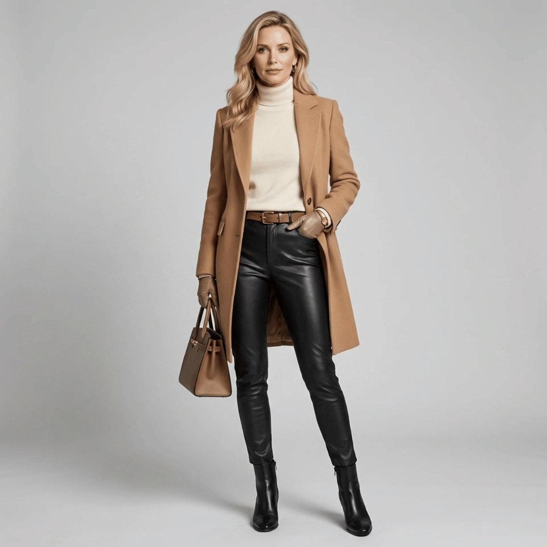 Calça Feminina de Couro Sintético Aveludada Forglows