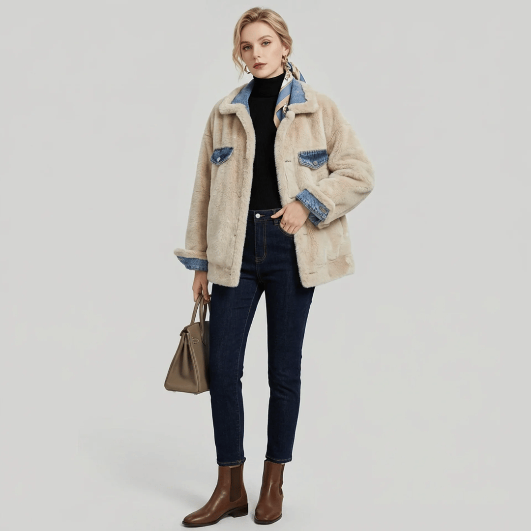 Jaqueta Feminina Jeans Peluciada Forglows