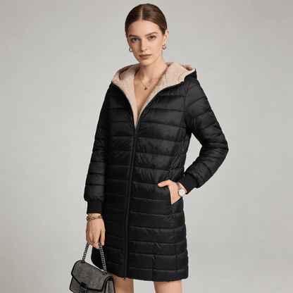 Jaqueta Feminina Puffer Longa com Pelúcia Forglows