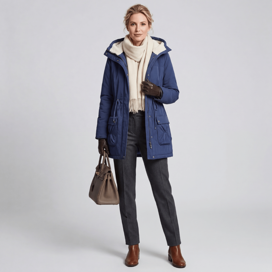 Parka Feminina Forrada com Pelúcia e Gola Alta Forglows