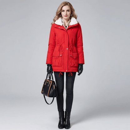 Parka Feminina Forrada com Pelúcia e Gola Alta Forglows