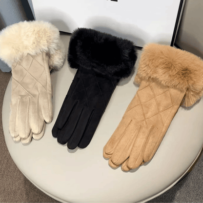 Luva Feminina de Veludo com Pelúcia Forglows