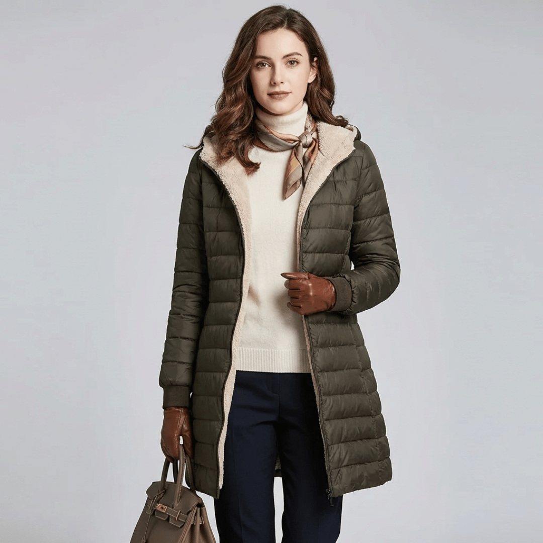 Jaqueta Feminina Puffer Longa com Pelúcia Forglows