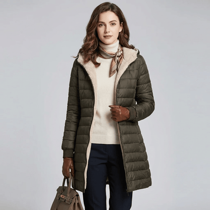 Jaqueta Feminina Puffer Longa com Pelúcia Forglows