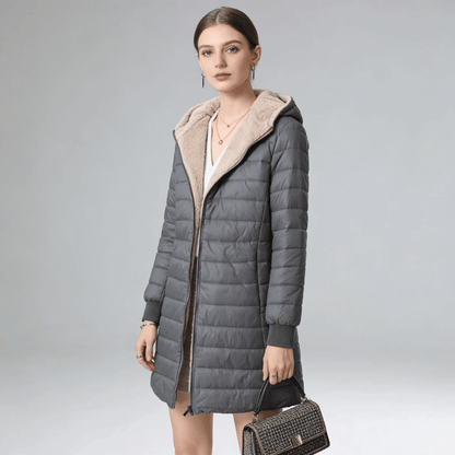 Jaqueta Feminina Puffer Longa com Pelúcia Forglows