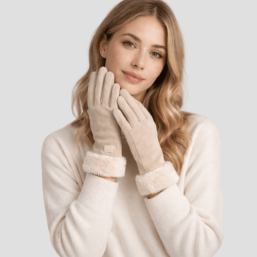 Luva Feminina de Camurça com Pelúcia Forglows