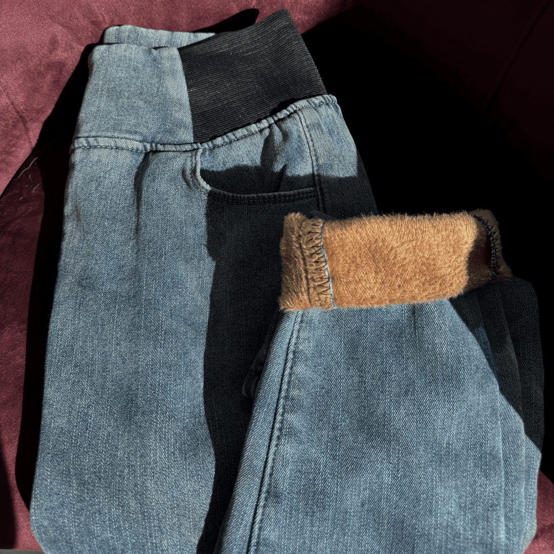 Calça Jeans Feminina Montaria Peluciada Forglows + Meia Térmica