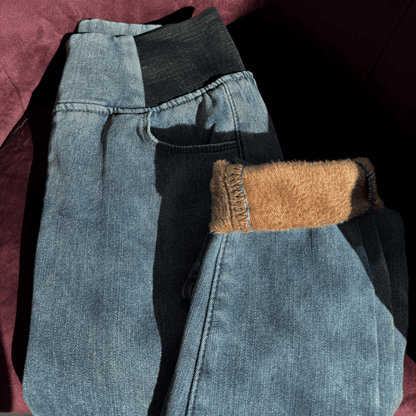 Calça Jeans Feminina Montaria Peluciada Forglows + Meia Térmica